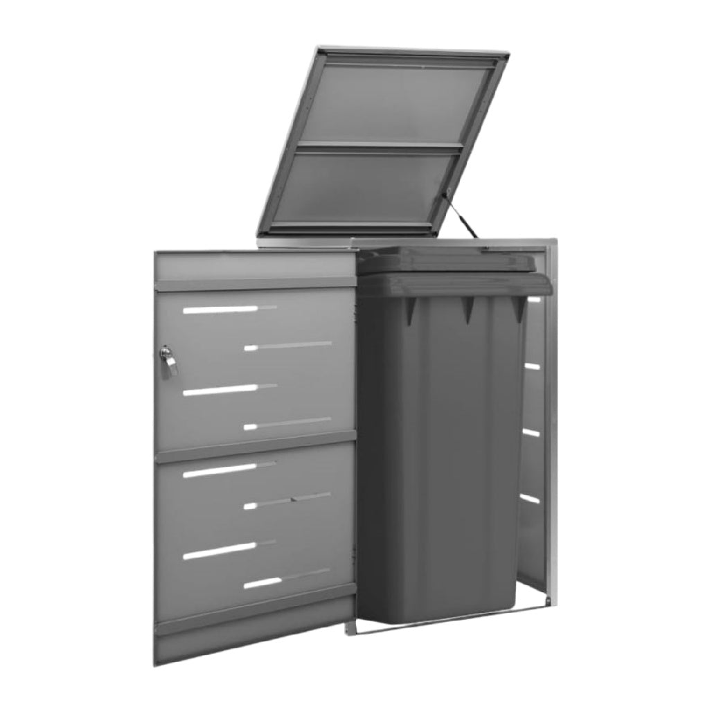 Outdoor Trash Bin Storage Unit in Metal - 80 x 40 x 100