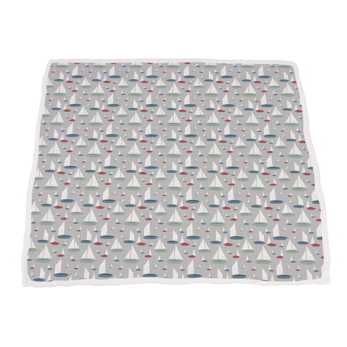 Blue Shadow Whales and Marina Sailboats Bamboo Blanket