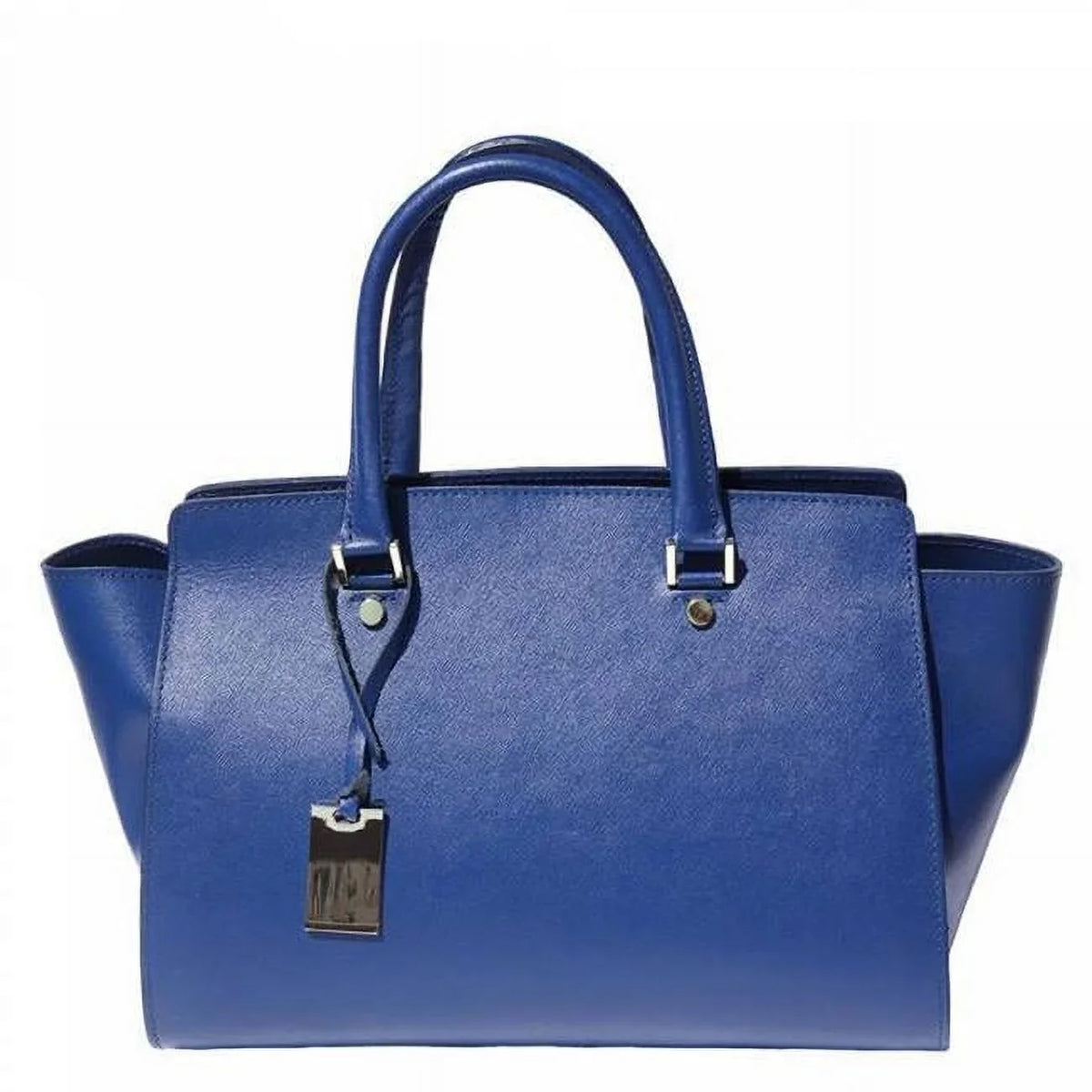 ItalianArtisanNicoletta Womens Luxury Handbag can be worn as a Shoulder Bag made of Soffiano Leather, Electric Blue