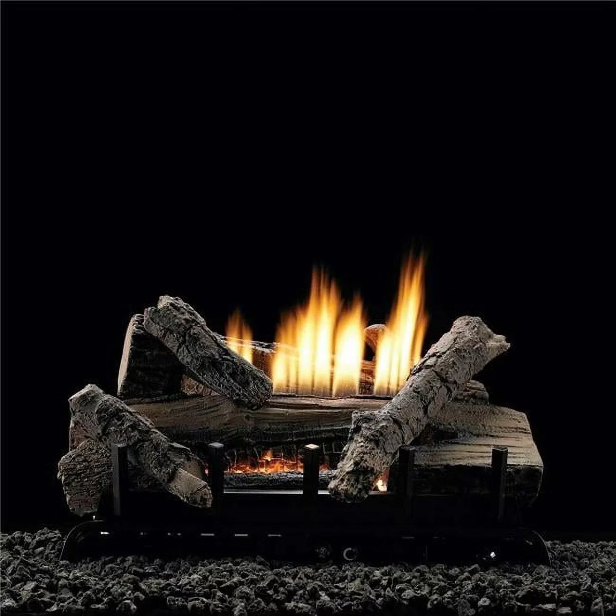 24 in. Manual Refractory Log Set with Vented & Vent-Free Burner, Natural Gas - 7 Piece