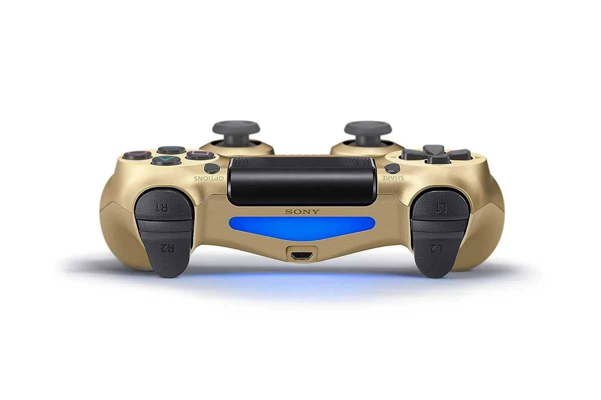 PlayStation 4 Wireless 2 Controller Bundle - Gold DualShock - Like New With Earbuds BOLT AXTION