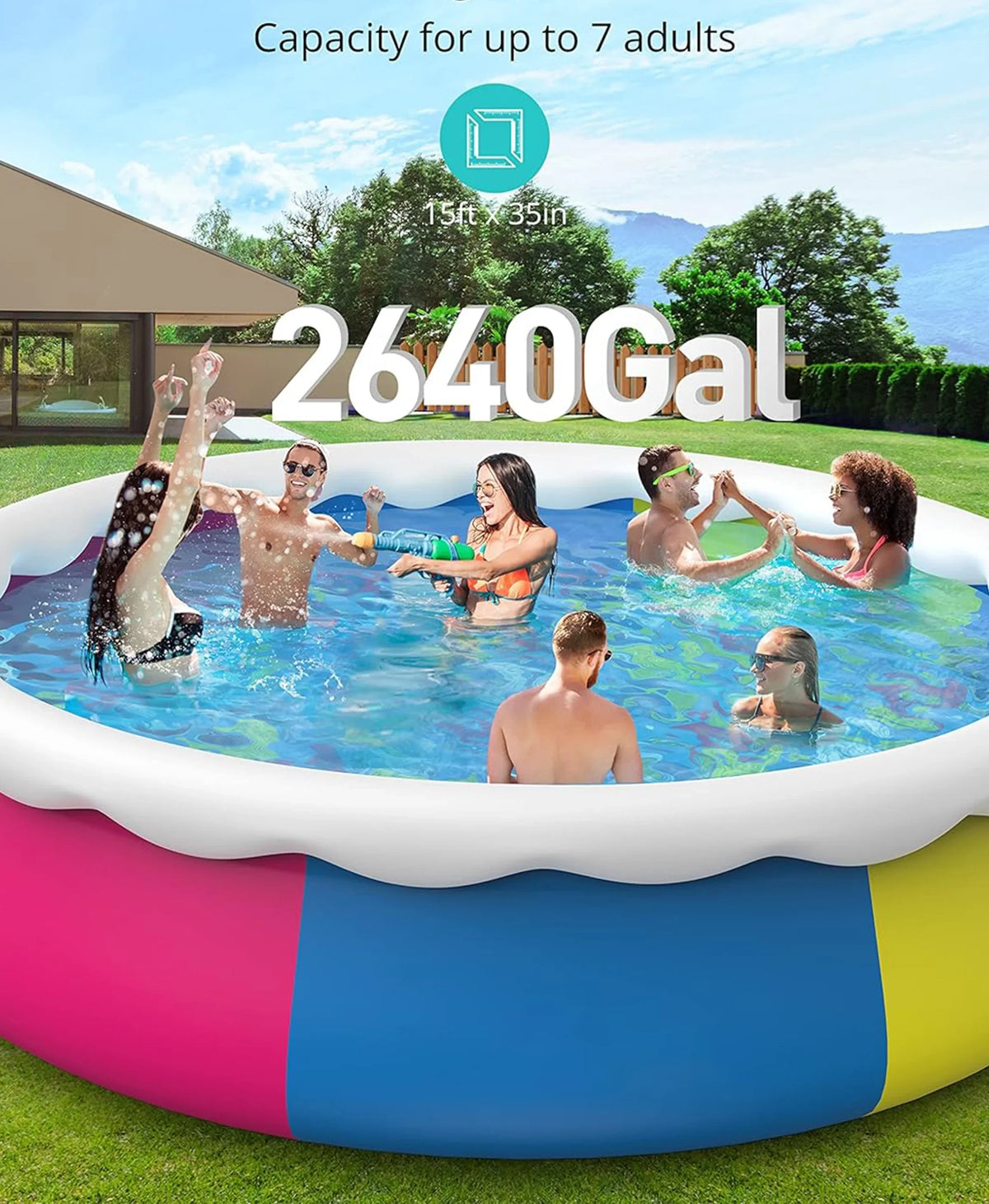Inolait Inflatable Swimming Pool Above Ground for Kids Family Water Sport 15' x 36"