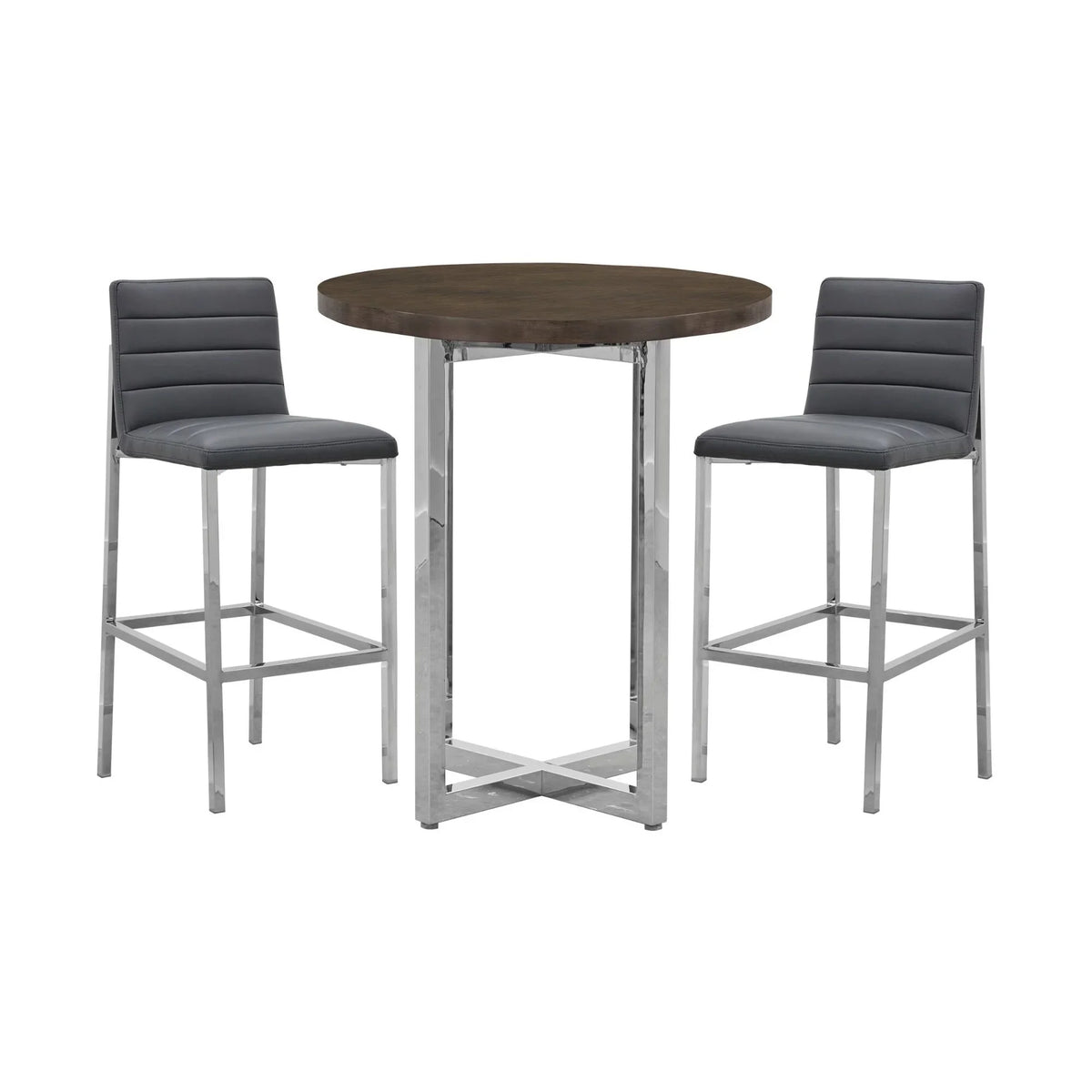 Modus Amalfi 32" Round Bar Table w Wood Top in Taupe