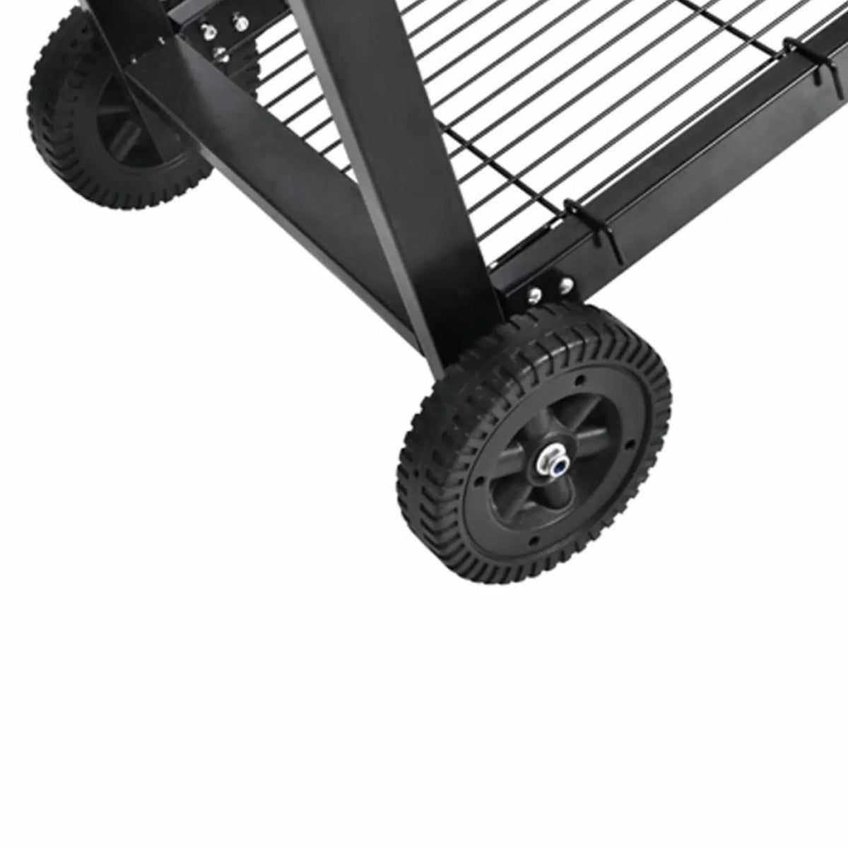 Dcenta Charcoal BBQ Stand with Lower Shelf and Rims Steel Barbecue Grill Black for Camping Cooking, Grilling, Smoking, Picnic, Hiking, Party, Garden, Patio 39.4 Inch Length