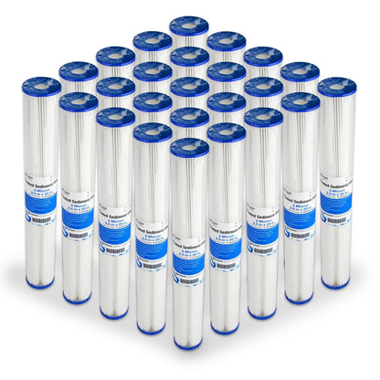 Pleated Poly Sediment Water Filter Cartdrige 20x2.5" 5 micron 25 Pack