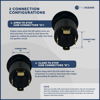 Five Oceans Marine Universal Emergency Cut-Off Switch, Kill Switch, Engine Shut-Off Switch 12VDC, Coil Extendable Lanyard, Snap Hook and Red Buoy, for Jet Ski, Inflatable Boats, ATVs - FO1518