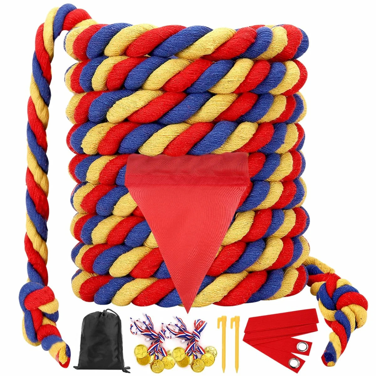 Tug of War Rope with Medals & Whistle for Team Games
