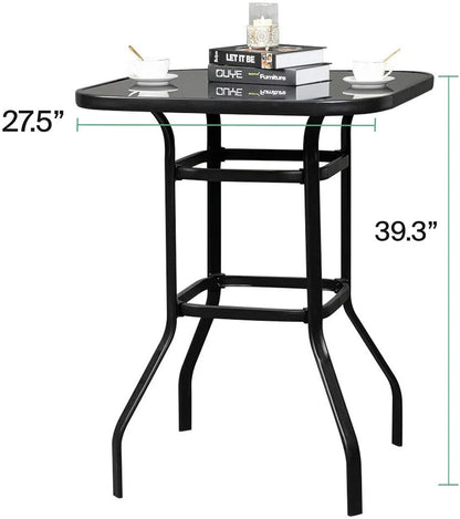 Elpis Beautiful Design With Sturdy Glass Bar Table For Backyard Use