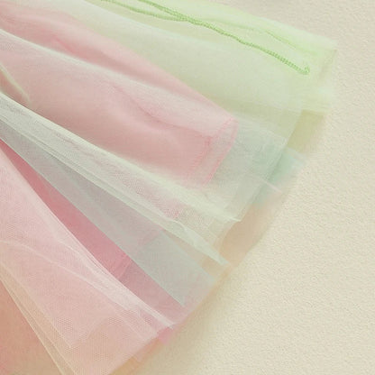 Kids Girls Outfit Long Sleeve Embroidery Letters Sweatshirt Tulle Skirt Birthday Clothes