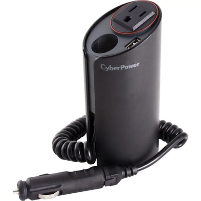 CyberPower CPS150CHU Mobile Power Inverter 150W with USB Charger, Cup Holder