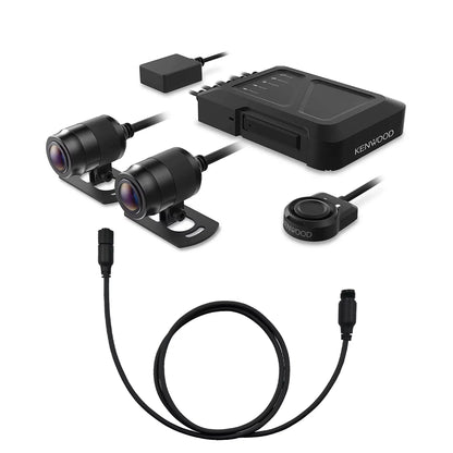 Kenwood STZ-RF200WD Motorsports HD Dash Cam with GPS and Rear-View Camera with a Kenwood STZ-RFCC100 optional 3.3ft (1m) camera extension cable
