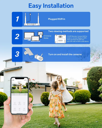 Toguard SC17 10CH 2K/4MP Solar Wireless Security Camera System Outdoor 6 Pcs Battery WiFi Bullet Surveillance Camera NVR HDMI Connector