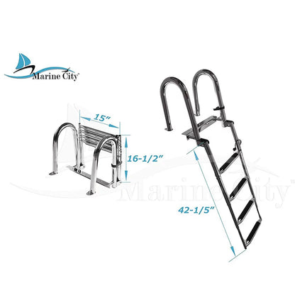Marine City Stainless Steel Telescoping Transom 4 Step Ladder
