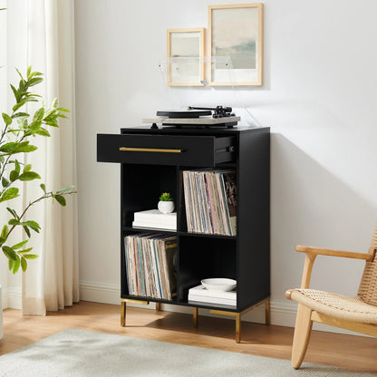 Crosley Furniture Juno Cube Bookcase and Record Player Stand with Storage for Vinyl Records