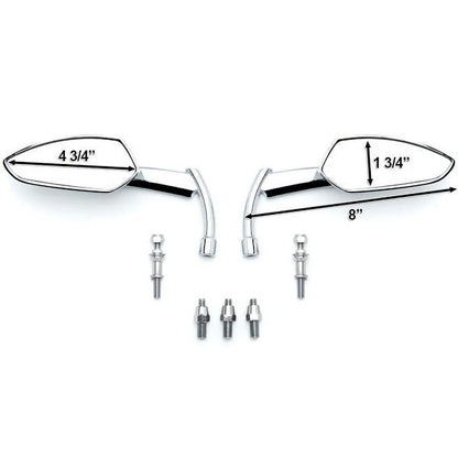 Krator Custom Rear View Mirrors Chrome Pair w/Adapters Compatible with Triumph Speedmaster Speed Master