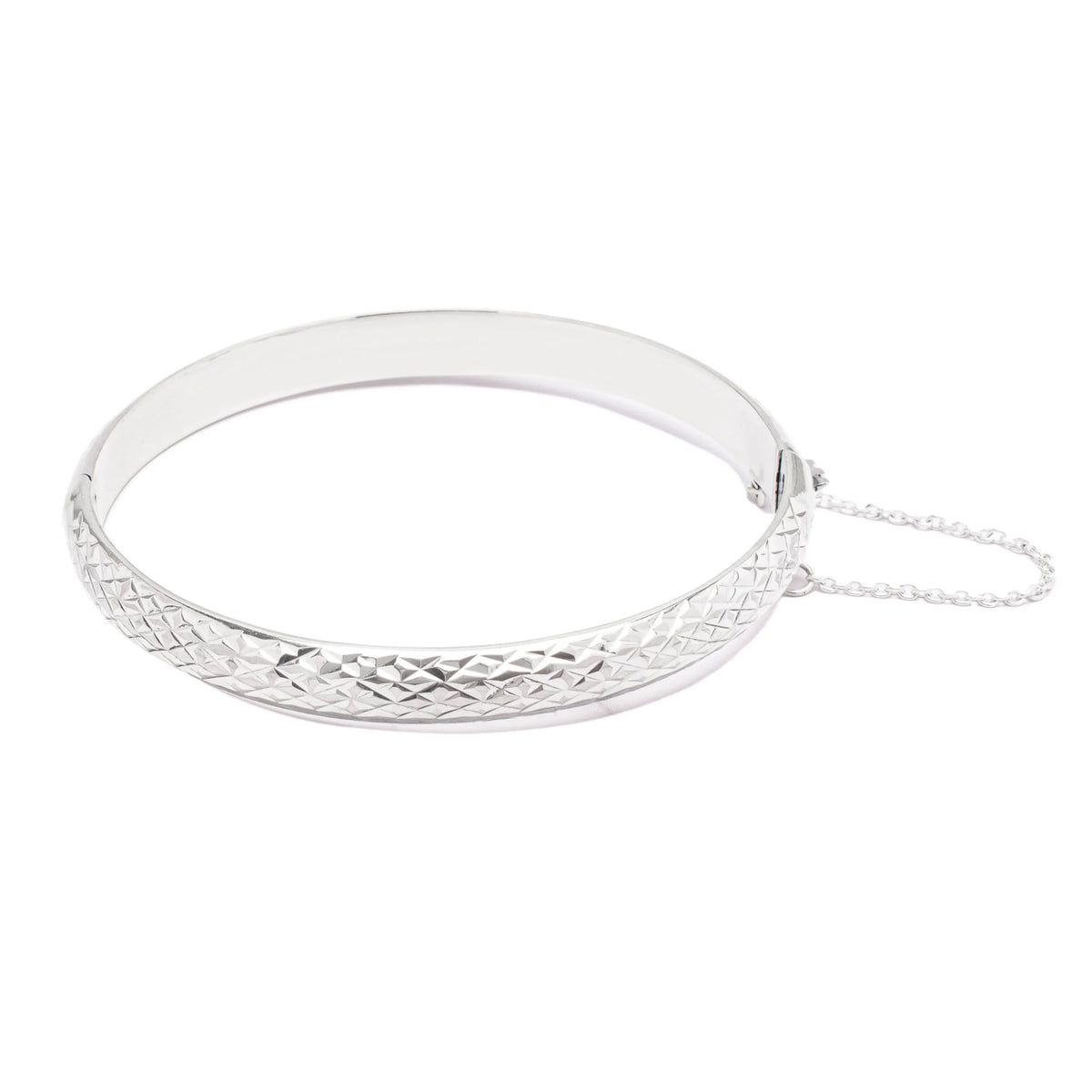 Dolce Giavonna Sterling Silver Crystal-Cut Bangle Bracelet