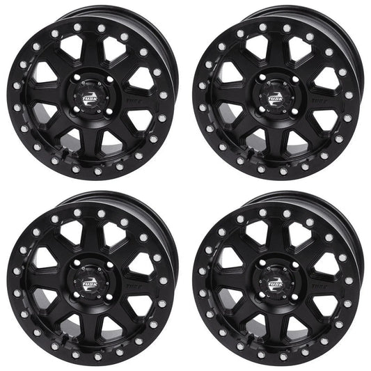(4 Pack) 4/137 Tusk Uinta Beadlock Wheel 15X7 4.0 + 3.0 Matte Black For Can-Am Defender Hd10 Pro Xt 2020-2023
