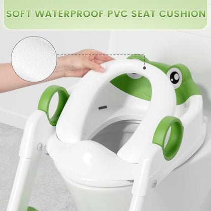 Frog Potty Training Seat With Step, Kids WC Adapter For Boys & Girls