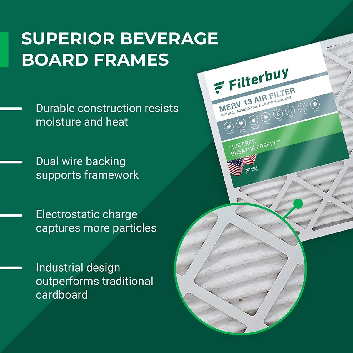 Filterbuy 16x28x6 MERV 13 Pleated HVAC AC Furnace Air Filters for Aprilaire Space-Gard 2400 (4-Pack)