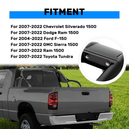 KOJEM Black Roll Bar Bed Cargo Sport Rack Head for 07-22 Chevrolet Silverado 1500 Dodge Ram 1500 GMC Sierra 1500 Ram 1500 Toyota Tundra 04-22 Ford F-150