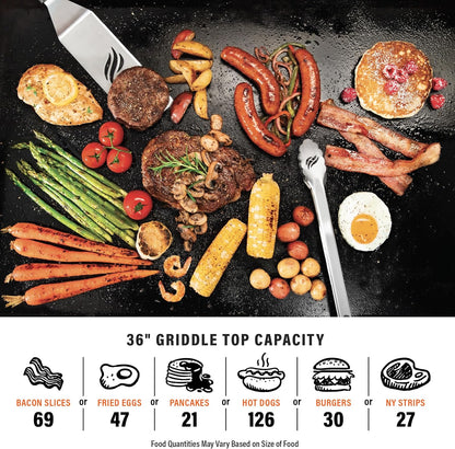 Iron-Forged 36 Omnivore Griddle – Premium Powder-Coated Steel with Reinforced Hood, Black Finish