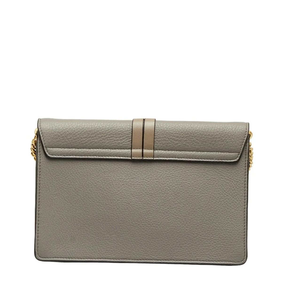 Pre-Owned Chloé Chloe ALPHABET Alphabet Chain Shoulder Bag Gray Leather Women's (Good)