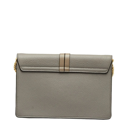 Pre-Owned Chloé Chloe ALPHABET Alphabet Chain Shoulder Bag Gray Leather Women's (Good)