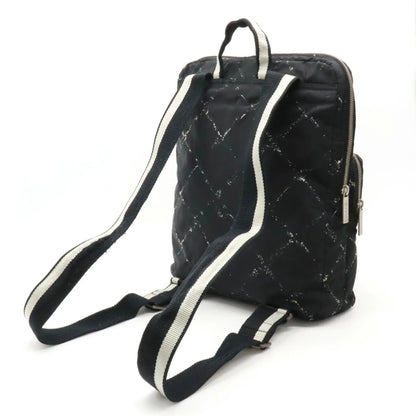 Pre-Owned CHANEL Chanel Old Travel Line Rucksack Backpack Daypack Nylon Jacquard Black (Good)