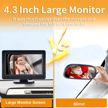 Pristin Invigilator,Inch Car Saddle Baby car Car Saddle Mirror Car Baby View Vision Baby Mirror Camera Easy Monitor 1080P Monitor Baby Car Baby Rear Saddle Car Mirror Camera Baby Monitor 150° Wide View