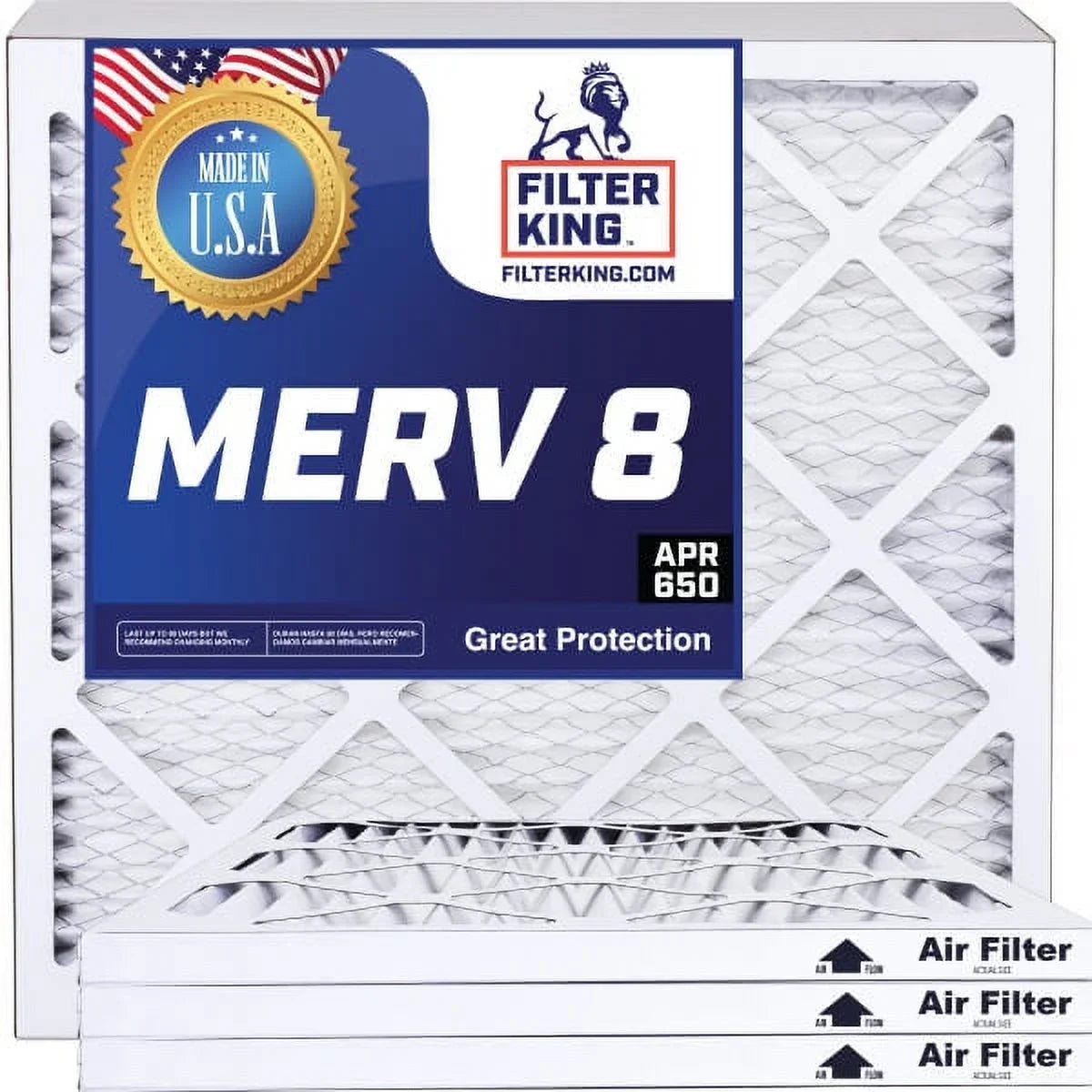 Filter King 33x12.5x1 Air Filter | 4-PACK | MERV 8 HVAC Pleated A/C Furnace Filters | MADE IN USA | Actual Size: 33 x 12.5 x .75"