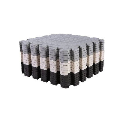 16-Piece Interlocking Foam Play Mats, Grey, White & Black for Kids