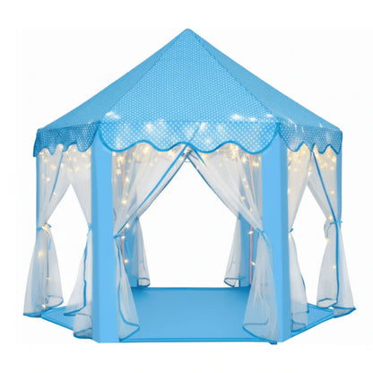 Kids Castle Play Tent with Mesh Curtains and Star String Lights