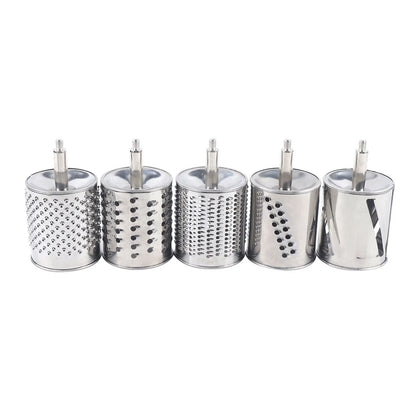 OUKANING Stainless Steel Cheese Food Grater Rotary Drum Slicer Shredder Grinder with 5 Blades
