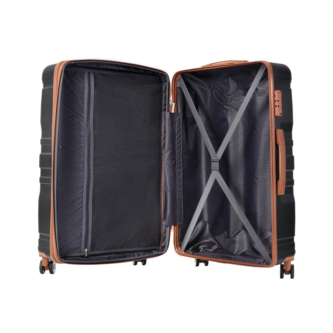 Yone jx je Luggage 3 Pcs Suitcase Set, ABS Hardside Suit case with Spinner Tires Lightweight TSA Lock, 20/24/28 Inch,Black