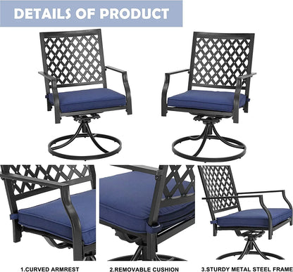 Patio Swivel Rocker Chairs Furniture Metal Outdoor Dining Chairs With Cushion Set Of 2