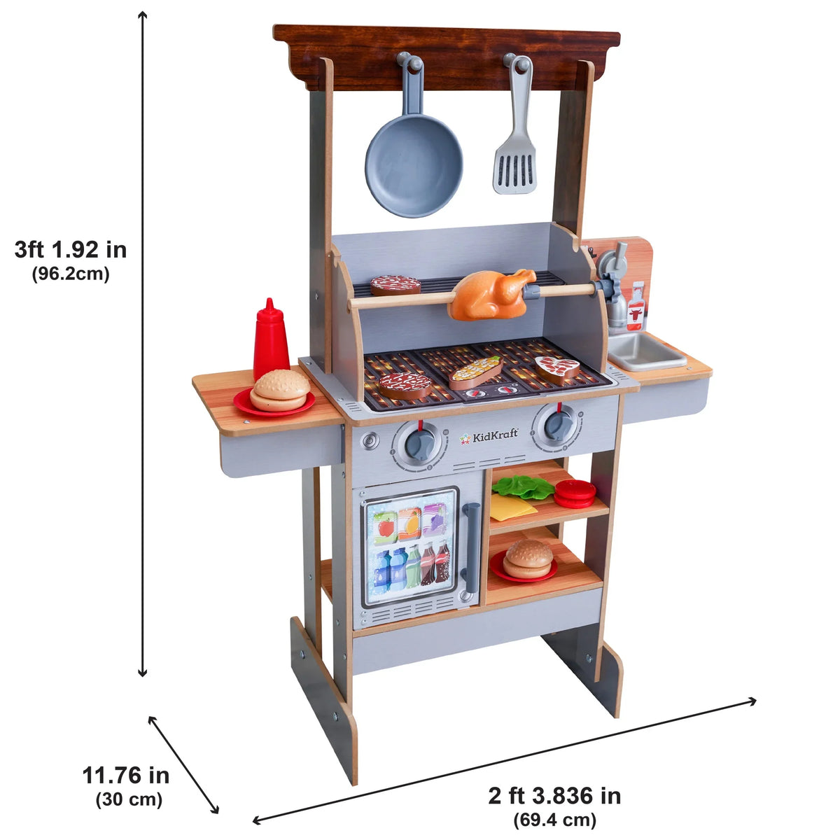 KidKraft Spin & Reveal Wooden Grill & Play Kitchen with Water-Reveal Food & 21 Accessories
