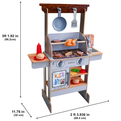KidKraft Spin & Reveal Wooden Grill & Play Kitchen with Water-Reveal Food & 21 Accessories