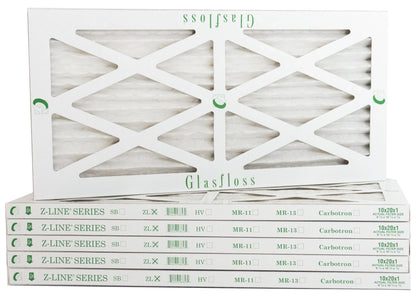 Glasfloss 10x20x1 - MERV 10 -Qty:6 - Furnace Air Filter - Made in USA (Actual Size: 9.5 x 19.5x7/8 inch)