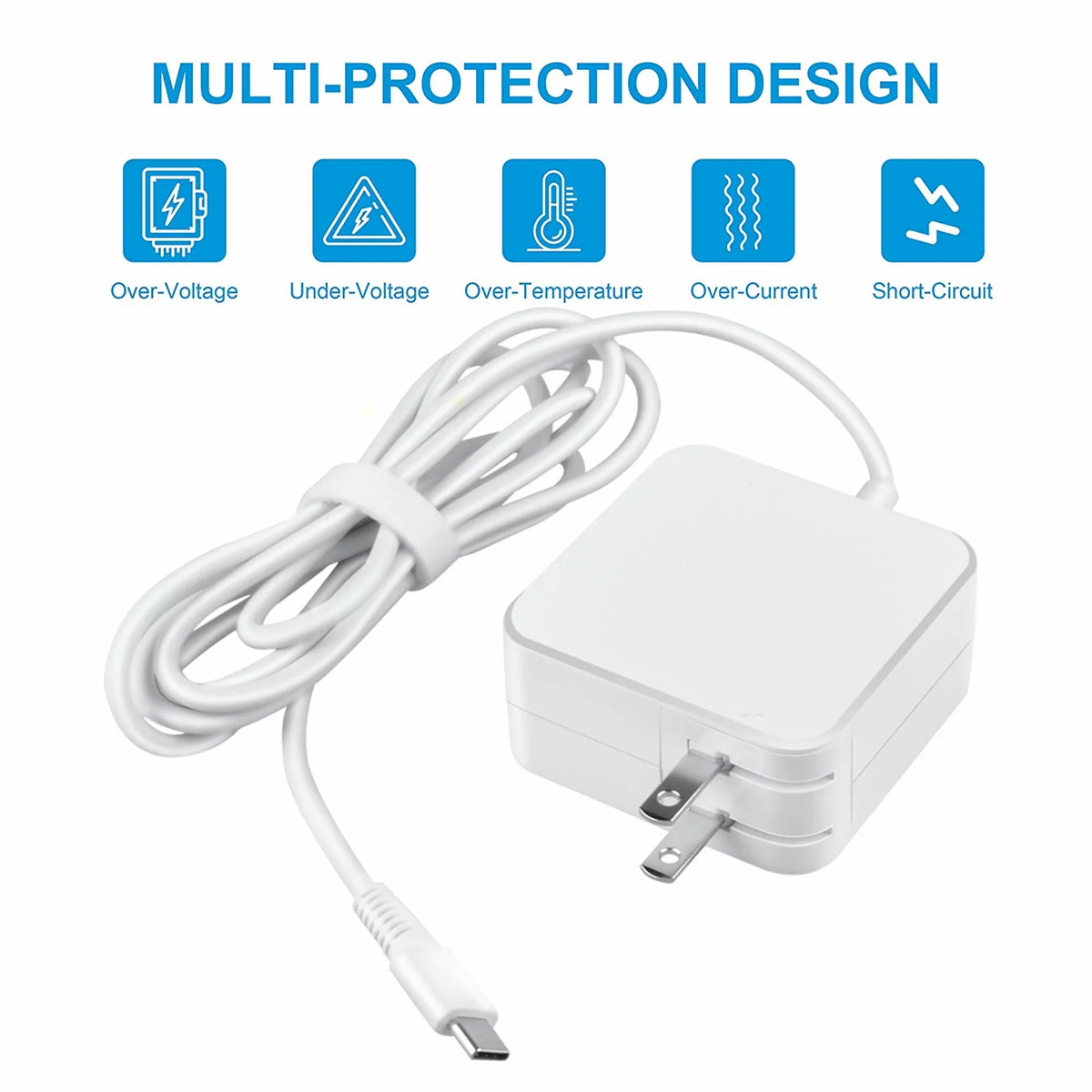 KONKIN BOO Compatible White 45W AC Adapter Charger Power USB-C Cord Replacement for DELL Latitude 7285 7390 2-in-1 PSU