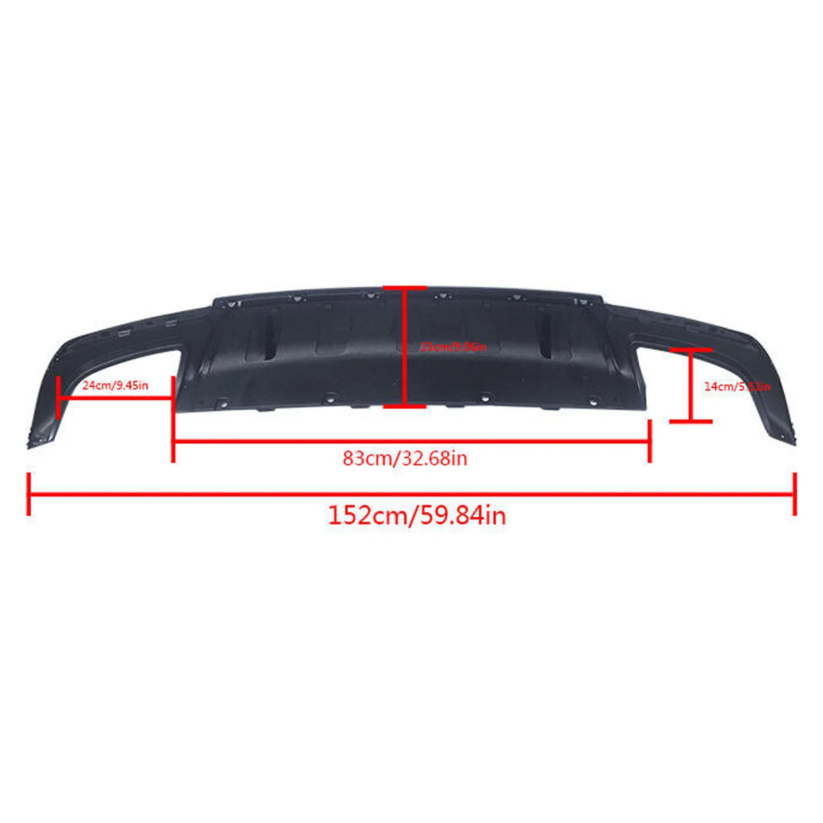 NINTE Rear Diffuser for 2015-2022 Chrysler 300 SRT Back Lip Matte Black Square Exhaust