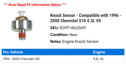 Knock Sensor - Compatible with 1996 - 2000 Chevy S10 4.3L V6 1997 1998 1999
