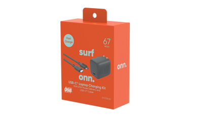 onn. GAN 67W Laptop Charger with 1 USB-C Port, Compatible for Apple,Dell,HP,Asus,Acer,Lenovo,Grey