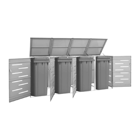 Outdoor Recycling Bin Enclosure for Garden Use in Galvanized Steel - 200 x 100 x 120