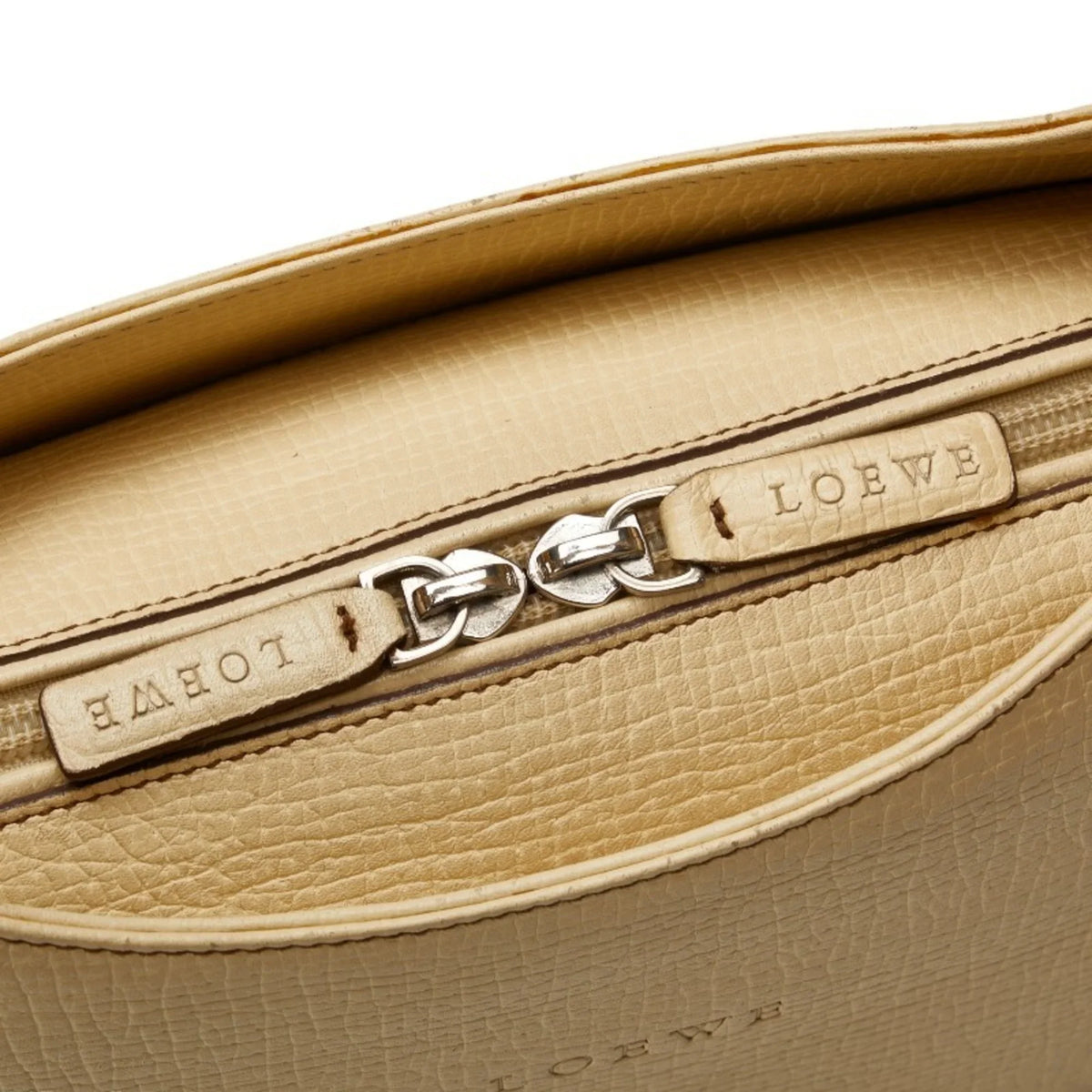 Pre-Owned LOEWE Handbag White Cream Yellow Leather Ladies (Fair)