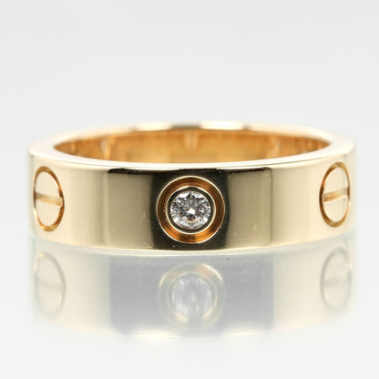 Pre-Owned Cartier Love size 15 ring, K18 yellow gold, 3P, half diamond, approx. 8.67g, I132124019 (Good)