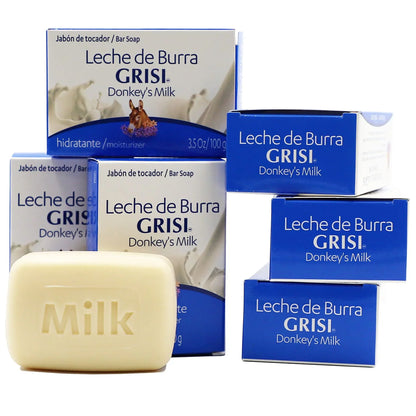 Grisi Donkey,S Milk Soap, Cleansing And Moisturizer Soap With Donkey,S Milk, Ideal To Soften Your Skin, Elasticity, Vitality, Youthful Skin, All Skin Types, 6-Pack Of 3.5 Oz Each, 6 Bar Soaps..