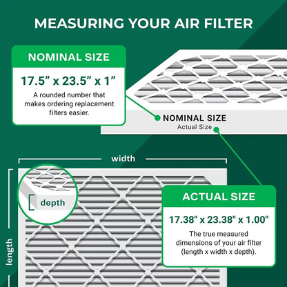 Filterbuy 17.5x23.5x1 MERV 11 Pleated HVAC AC Furnace Air Filters (2-Pack)