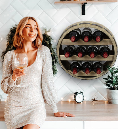 Cota Global Barrell Natural Wood Wall Mounted Wine Rack