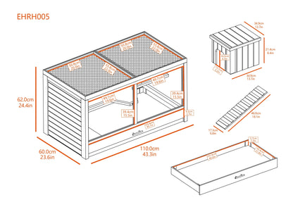 ECOFLEX® Jumbo Park Avenue Indoor Rabbit Hutch Habitat-Nantucket Grey