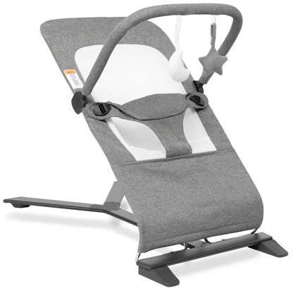 Portable Baby Bouncer with 3 Recline Positions, Mesh Inset, and Toys
